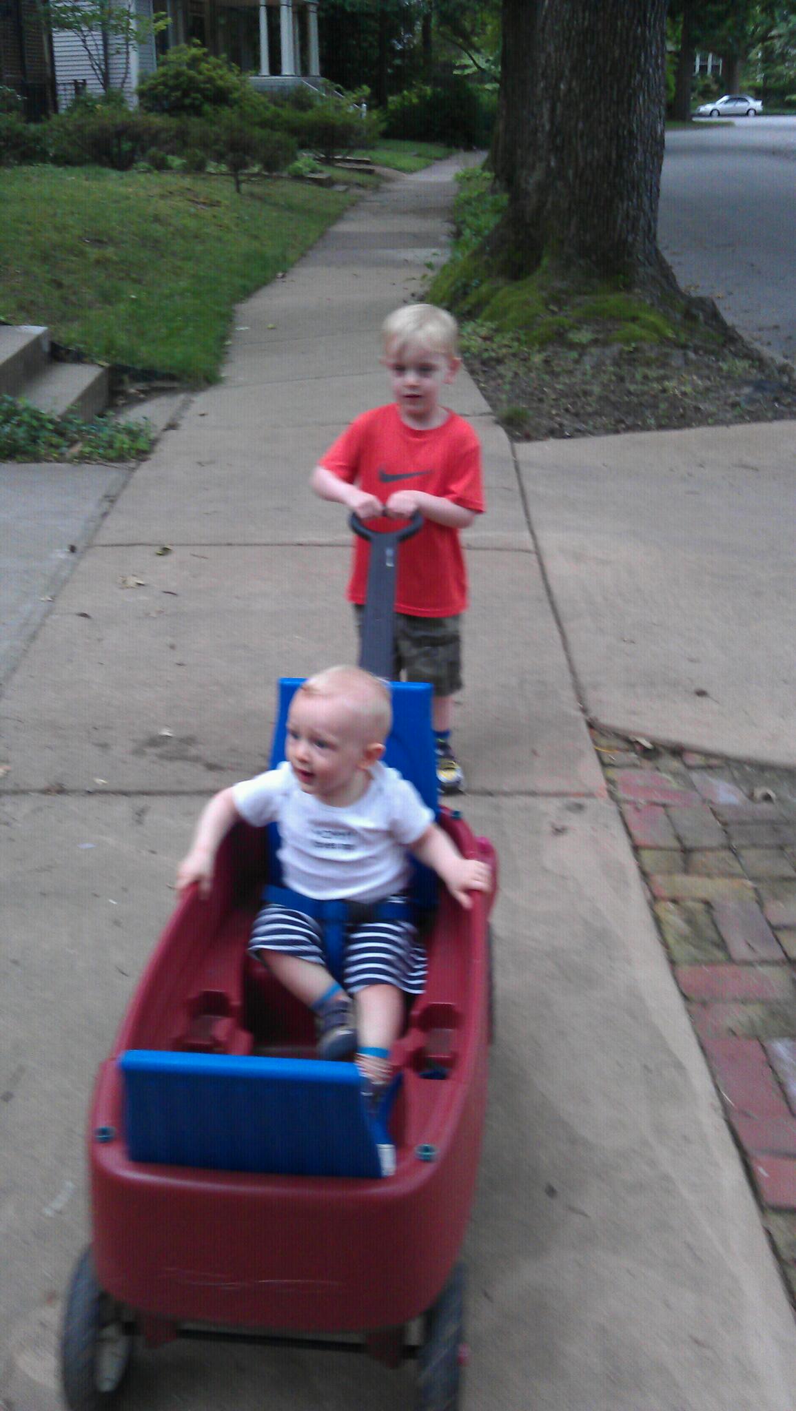 Andy pulling Charlie
